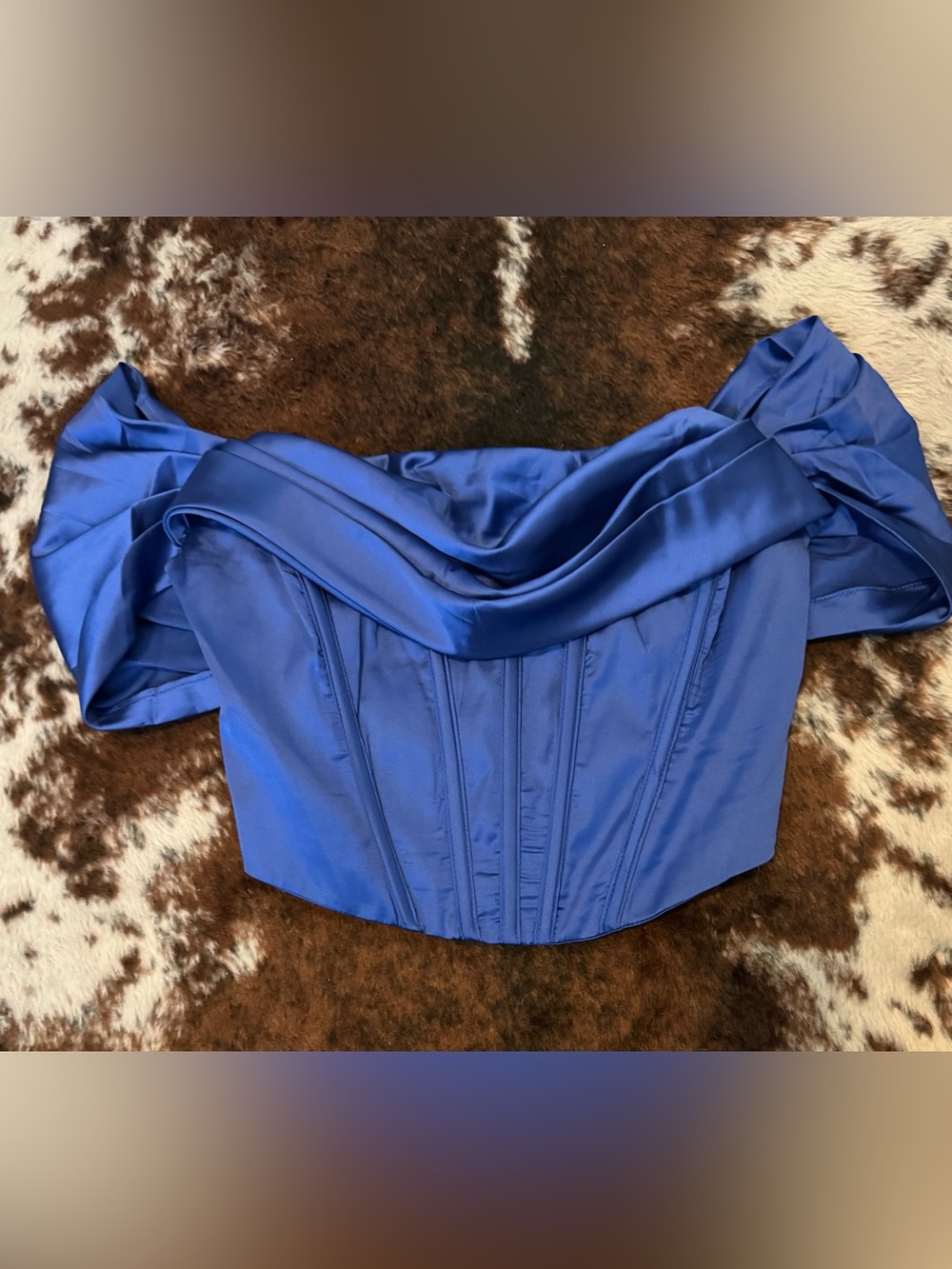 Papermoon Royal Blue Satin Off-Shoulder Corset Top - Small NWT